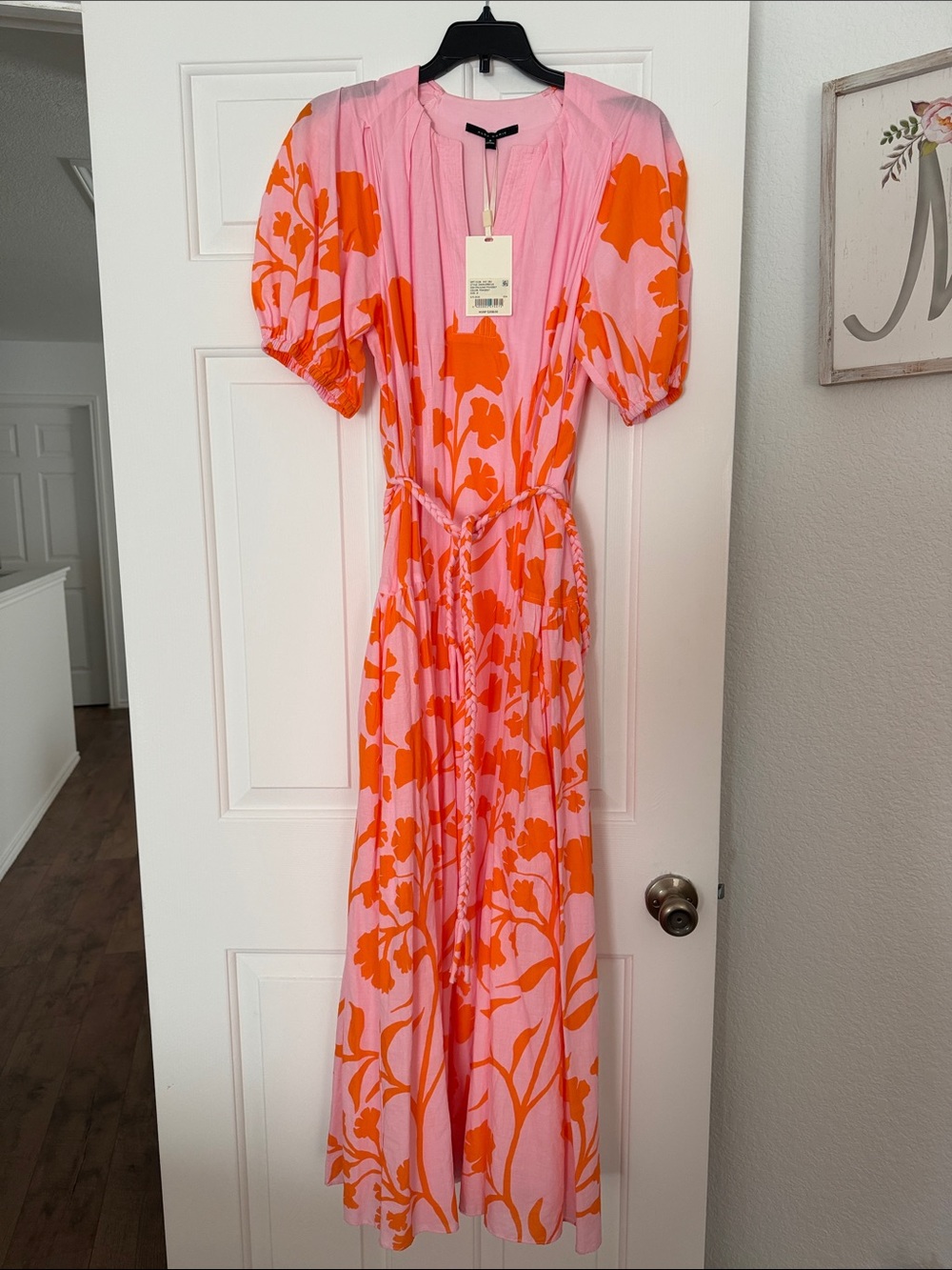 Alex Marie Pink Maxi Dress with Bold Orange Floral Print